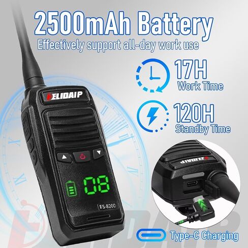 FS-8200 مقاوم للماء جهاز اتصال لاسلكي IP68 راديو VHF عائم، 2500 مللي أمبير في الساعة قابل لإعادة الشحن، النوع C، 128 قناة، شاشة مخفية، خفيف الوزن، أجهزة راديو محمولة ثنائية الاتجاه للسواحل وصيد الأسماك والتجديف (عبوة واحدة) in Kuwait