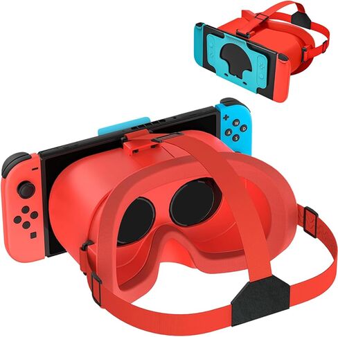Upgraded VR Headset for Nintendo Switch & Switch OLED Model, Switch Virtual Reality Glasses with Adjustable HD Lenses and Comfortable Head Strap, 3D Goggles for Switch Accessories (Orange& Blue) in Kuwait