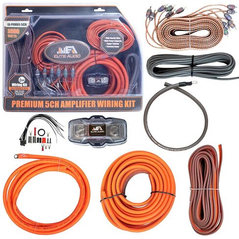 مجموعة أسلاك تثبيت مكبر الصوت CCA Premium 4 قياس من Elite Audio، أسلاك عالية الطاقة 2000 واط مع RCA ثلاثي الحماية وحامل مصهر ANL صغير - مجموعة تثبيت أمبير EA-PRMK4 in Kuwait