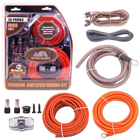 مجموعة أسلاك تثبيت مكبر الصوت CCA Premium 4 قياس من Elite Audio، أسلاك عالية الطاقة 2000 واط مع RCA ثلاثي الحماية وحامل مصهر ANL صغير - مجموعة تثبيت أمبير EA-PRMK4 in Kuwait