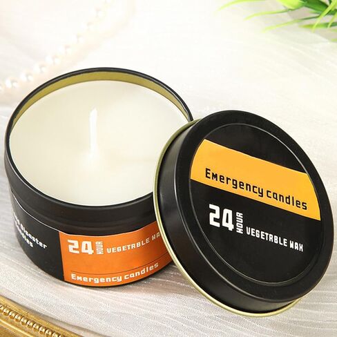 شموع التخييم، 4 قطع غير معطرة للاستخدام في الهواء الطلق لمدة 24 ساعة، شموع شمع القصدير للبقاء على قيد الحياة - من أجل مغامرة العاصفة والسفر وحقيبة الظهر والصيد والصيد in Saudi Arabia