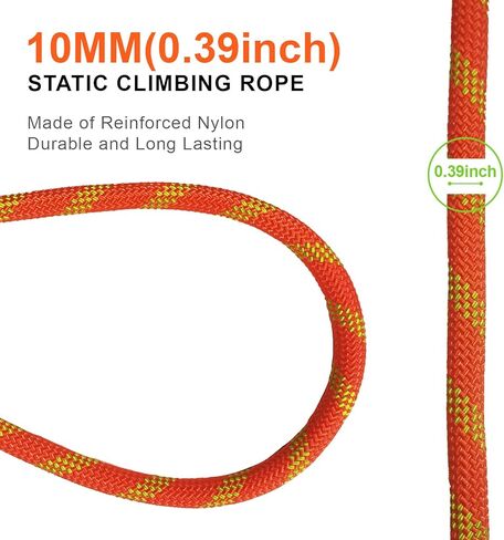 16ft Climbing Rope 5m Outdoor Static 3/8 inch Heavy Duty Rappelling Rope 10mm for Escape Rope Ice Climbing Equipment Fire Rescue Parachute in Saudi Arabia