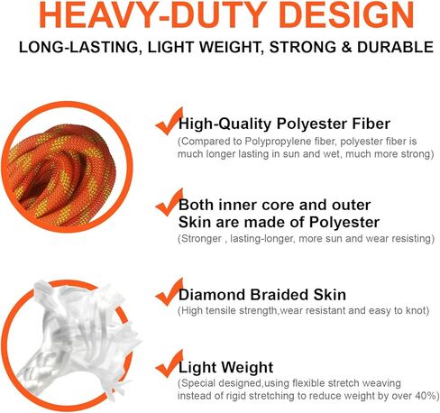 16ft Climbing Rope 5m Outdoor Static 3/8 inch Heavy Duty Rappelling Rope 10mm for Escape Rope Ice Climbing Equipment Fire Rescue Parachute in Saudi Arabia