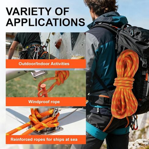 16ft Climbing Rope 5m Outdoor Static 3/8 inch Heavy Duty Rappelling Rope 10mm for Escape Rope Ice Climbing Equipment Fire Rescue Parachute in Saudi Arabia