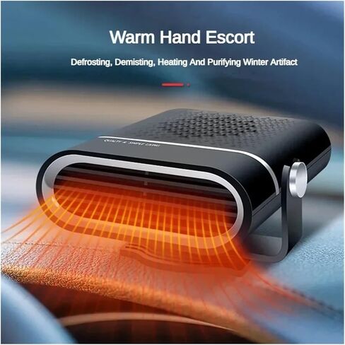 4in1 Car Heater Fan 12V/24V 200W Car Heater Electric Cooling Heating Auto Windshield Defroster Defogging Demister Webasto(12V Black) in Kuwait