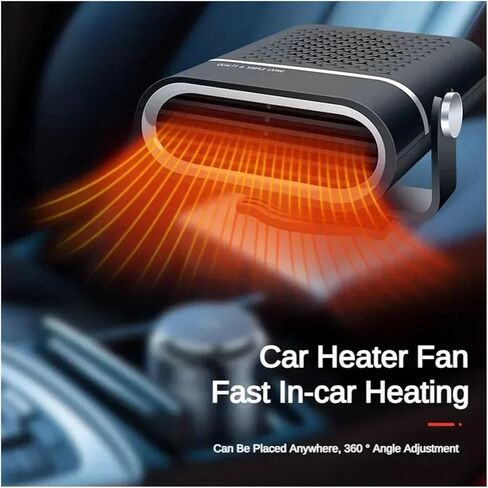 4in1 Car Heater Fan 12V/24V 200W Car Heater Electric Cooling Heating Auto Windshield Defroster Defogging Demister Webasto(12V Black) in Kuwait