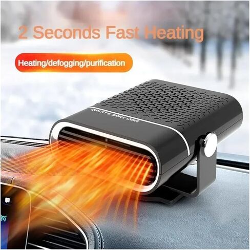 4in1 Car Heater Fan 12V/24V 200W Car Heater Electric Cooling Heating Auto Windshield Defroster Defogging Demister Webasto(12V Black) in Kuwait