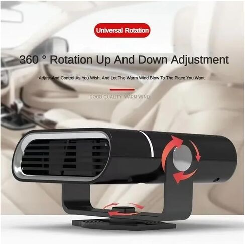 4in1 Car Heater Fan 12V/24V 200W Car Heater Electric Cooling Heating Auto Windshield Defroster Defogging Demister Webasto(12V Black) in Kuwait