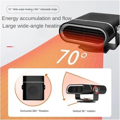 4in1 Car Heater Fan 12V/24V 200W Car Heater Electric Cooling Heating Auto Windshield Defroster Defogging Demister Webasto(12V Black) in Kuwait