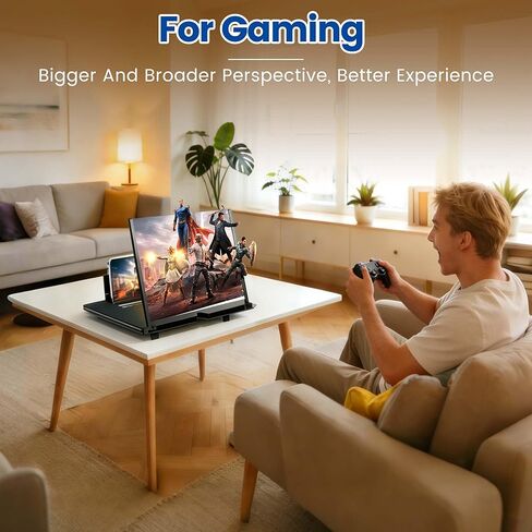 14 Inch Screen Magnifier for Cell Phone,2026 New Mobile Phone Magnifier Screen with Foldable Stand,3D HD Magnifying Projector Screen Enlarger for Movies Videos and Gaming (Black, 14 inch) in Saudi Arabia