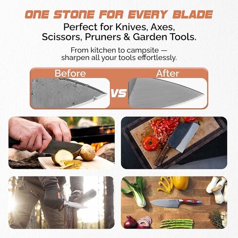 Axe Sharpener | Multipurpose Whetstone for Axes, Hatchets & Knives | Dual Grit 180/320 Sharpening Stone with Leather Pouch | Perfect for Camp & Garden Tools in Kuwait