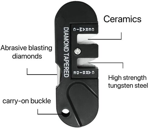 مبراة سكاكين الجيب متعددة الوظائف 4 في 1 مع فولاذ التنغستن - حجر شحذ محمول للاستخدام في الهواء الطلق والتخييم والمطبخ والصيد - تصميم مدمج ومتين للسكاكين والمقصات والأدوات in Kuwait