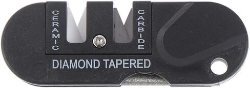 مبراة سكاكين الجيب متعددة الوظائف 4 في 1 مع فولاذ التنغستن - حجر شحذ محمول للاستخدام في الهواء الطلق والتخييم والمطبخ والصيد - تصميم مدمج ومتين للسكاكين والمقصات والأدوات in Kuwait