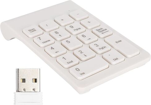 لوحة مفاتيح رقمية لاسلكية، لوحة مفاتيح USB 2.4 جيجا بايت، ملحق كمبيوتر مريح للكمبيوتر الشخصي مع نقل سريع للإشارة للعامة (أبيض) in Saudi Arabia