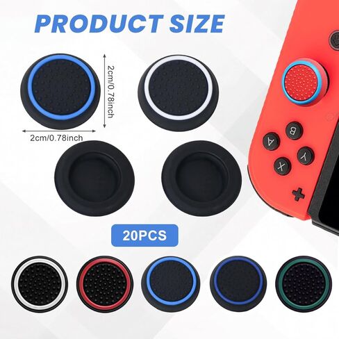 10 Pairs Silicone Analog Stick Covers Thumb Grips for PS5 Controller PS4 Joystick Caps in Saudi Arabia