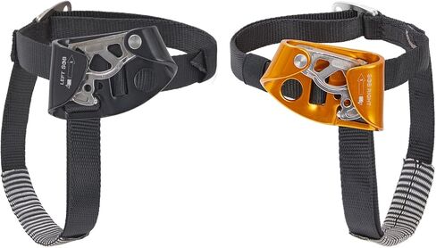 Foot Ascender، شجرة تسلق الصخور في الهواء الطلق، جهاز تسلق الجبال معدات تسلق الجبال لحبل 8-13 مم (يسار أسود + برتقالي يمين) in Kuwait