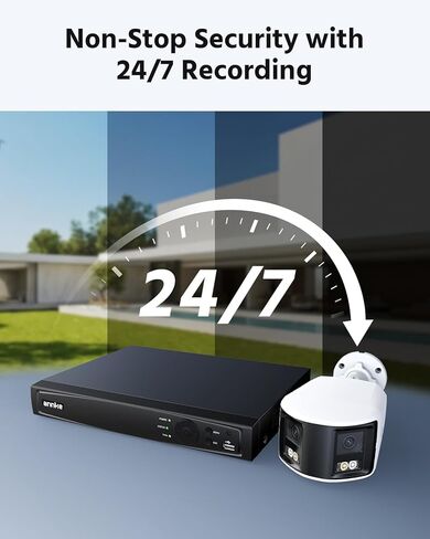 نظام كاميرا أمان ANNKE 4K PoE مع عدسة مزدوجة، رؤية بانورامية 180 درجة، 12 ميجابكسل H.265+ NVR مع محرك أقراص ثابتة سعة 2 تيرابايت، 4 كاميرات IP سلكية خارجية 8 ميجابكسل، اكتشاف ذكي للإنسان/المركبة، صوت ثنائي الاتجاه، إنذار ضوئي وصوت in Kuwait