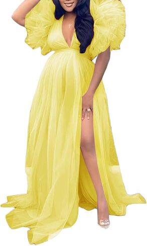 Tulle Maternity Dresses for Photoshoot Puffy Short Sleeve Pregnancy Gown Ruffle Bridal Lingerie Robe for Baby Shower in Saudi Arabia
