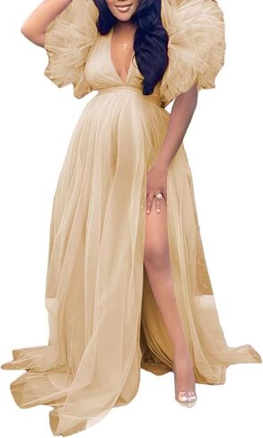 Tulle Maternity Dresses for Photoshoot Puffy Short Sleeve Pregnancy Gown Ruffle Bridal Lingerie Robe for Baby Shower in Saudi Arabia