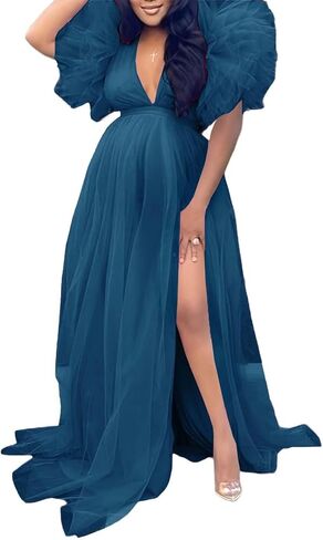 Tulle Maternity Dresses for Photoshoot Puffy Short Sleeve Pregnancy Gown Ruffle Bridal Lingerie Robe for Baby Shower in Saudi Arabia