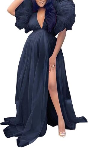 Tulle Maternity Dresses for Photoshoot Puffy Short Sleeve Pregnancy Gown Ruffle Bridal Lingerie Robe for Baby Shower in Saudi Arabia