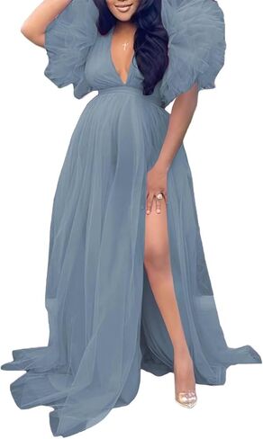 Tulle Maternity Dresses for Photoshoot Puffy Short Sleeve Pregnancy Gown Ruffle Bridal Lingerie Robe for Baby Shower in Saudi Arabia