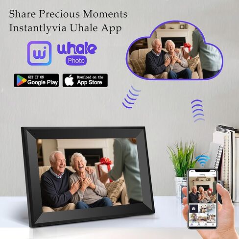 إطار صور رقمي Uhale بشاشة لمس عالية الدقة مقاس 10.1 بوصة، إطار صور رقمي مزود بتقنية WiFi، سعة تخزين 16 جيجابايت، تدوير تلقائي، مشاركة مجانية للصور والفيديو مع العائلة والأصدقاء عبر التطبيق in Saudi Arabia
