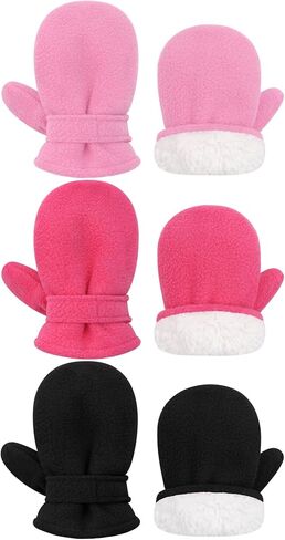 Olreco 3 Pack Baby Mittens Winter Toddler Mittens Warm Fleece Infant Gloves for Boys Girls Toddler Snow Gloves for Kids in Saudi Arabia