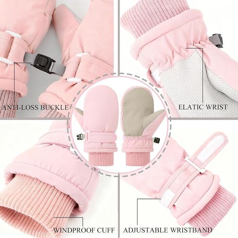 Baby Infant Todder Winter Waterproof Snow Mittens for 6-24Months, Kids Thick Lining Warm Gloves For Cold Weather in Kuwait