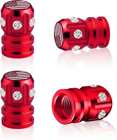 4 PCS Tire Valve Caps, Bling Valve Stem Caps with Sparkly Rhinestones, Universal Aluminum Tire Caps for Cars SUVs Trucks Motorcycles, Anti-Fading Coating, Corrosion Resistant - Silver in Saudi Arabia
