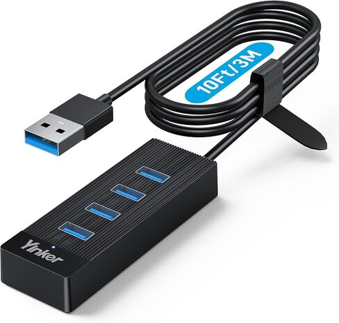 USB 3.0 Hub كابل طويل 10FT، 4 منافذ USB تمديد كابل بيانات USB Dock Extender لأجهزة الكمبيوتر المكتبية والكمبيوتر المحمول Mac، Windows، 5Gbps in Kuwait