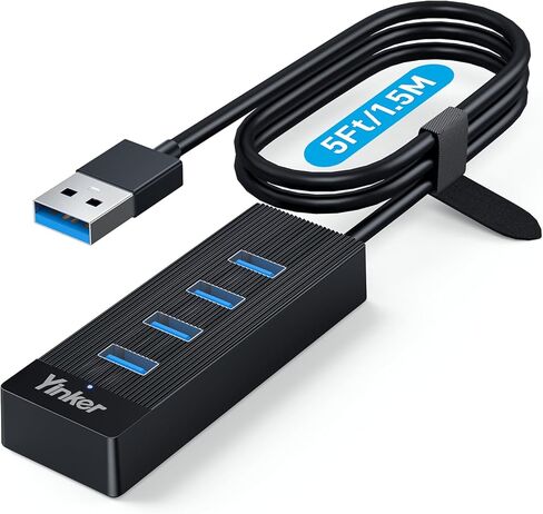 4 Port USB 3.0 Hub 10FT Long Cable with 5 Gbps & 5V USB-C Power Supply for Laptop Desktop PC – USB Hub Splitter Extender Expander Compatible with Mac, Windows in Saudi Arabia