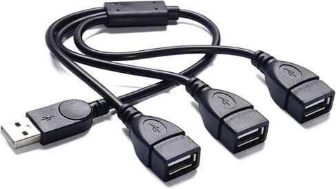 كابل شحن مقسم USB (1 قدم)، USBA ذكر إلى 3 أنثى USB 3 في 1 كابل مقسم USBA 2.0 محمول للشحن ونقل البيانات والكمبيوتر المحمول/الكمبيوتر الشخصي/السيارة/لوحة المفاتيح إلخ in Saudi Arabia