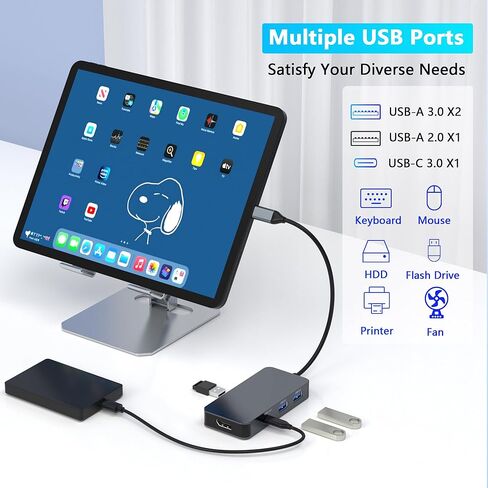 مقسم منفذ العرض للشاشات المزدوجة، محطة إرساء بمنفذ عرض مزدوج USB C لأجهزة الكمبيوتر المحمول Dell/HP/Mac، محطة إرساء 7 في 1 4K@60 هرتز شاشة مزدوجة مع بيانات USB3.0/USB-C/100 وات PD، محور Displayport MST in Kuwait