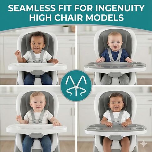 متوافق مع أحزمة استبدال Ingenuity، استبدال أحزمة الكراسي العالية ذات 5 نقاط قابلة للتعديل متوافقة مع Ingenuity ومعظم الكراسي العالية ذات 5 نقاط. in Kuwait