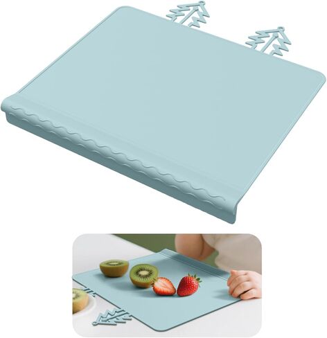 Baby Placemat, Silicone Toddler Edge Table Mat, Baby Proof Dining Table Protector for Toddlers, Multiuse Kids Mat for Eating, Art & Toys, Prevents Scratches & Bumps (Green, 12"x10") in Saudi Arabia