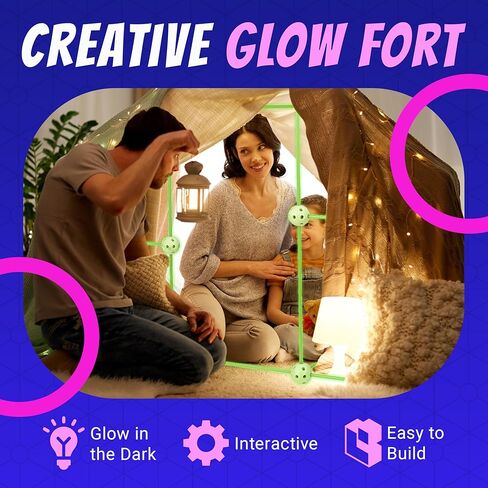 Playbees Fort Building Kit – 140 PCS STEM Toy for Kids Ages 4-12 – Build Tents, Castles & Rockets – Includes Rods, Connectors, 2 Blankets & Flashlight – Creative Building Set & Great Gift in Saudi Arabia