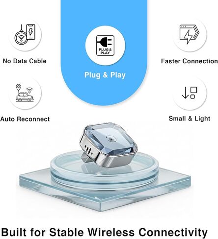 محول Carplay لاسلكي 2 في 1 لأجهزة Android وiPhone، التوصيل والتشغيل، محول Android Auto اللاسلكي للسيارة - توصيل تلقائي سريع USB Bluetooth Carplay للسيارة، متوافق مع جميع الهواتف in Kuwait
