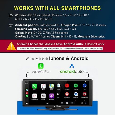 محول Carplay لاسلكي 2 في 1 لأجهزة Android وiPhone، التوصيل والتشغيل، محول Android Auto اللاسلكي للسيارة - توصيل تلقائي سريع USB Bluetooth Carplay للسيارة، متوافق مع جميع الهواتف in Kuwait