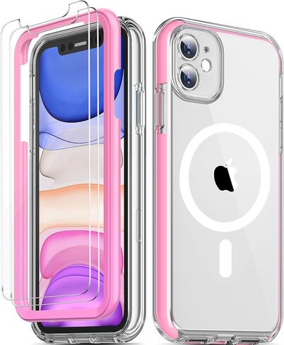 جراب COOLQO لهاتف iPhone 11 واقي شاشة غير أصفر + حماية الكاميرا بطبقة مزدوجة من الدرجة العسكرية 17 قدمًا غطاء هاتف مقاوم للصدمات والسقوط شفاف in Kuwait