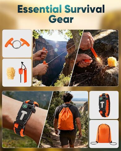 Outdoor Survival Kit, 24-in-1 Multifunctional Emergency Gear, Designed for Outdoor Enthusiasts and Adventurers, Compact for Camping, Hiking, Hunting Outside Sports, Ideal Gift for Adult Men Teen Boys. in Saudi Arabia