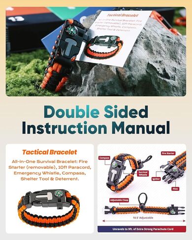 Outdoor Survival Kit, 24-in-1 Multifunctional Emergency Gear, Designed for Outdoor Enthusiasts and Adventurers, Compact for Camping, Hiking, Hunting Outside Sports, Ideal Gift for Adult Men Teen Boys. in Saudi Arabia