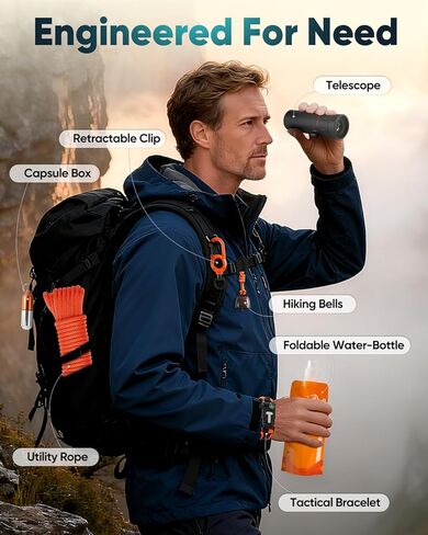 Outdoor Survival Kit, 24-in-1 Multifunctional Emergency Gear, Designed for Outdoor Enthusiasts and Adventurers, Compact for Camping, Hiking, Hunting Outside Sports, Ideal Gift for Adult Men Teen Boys. in Saudi Arabia