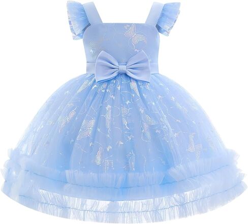 OBEEII Pageant Dress for Toddler Girls Butterfly Wedding Flower Girl Dress Birthday Party Mesh Formal Fairy Prom Tulle Gown in Saudi Arabia