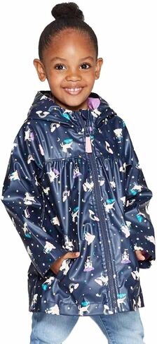 Cat & Jack Baby Girls' & Toddler Girls' Unicorn Rainbow & Castle Hooded Rain Coat - in Saudi Arabia