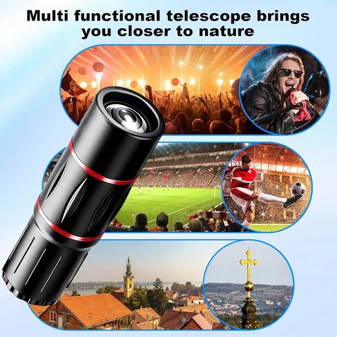 عدسة هاتف تليفوتوغرافي بتركيز طويل 28X لهواتف iPhone وAndroid، وعدسة هاتف تليفوتوغرافي عالية الطاقة مع حامل ثلاثي الأرجل، ومرفق عدسة خلوية متنقلة لهواتف Android وiPhone وSamsung ومعظم الهواتف الذكية in Kuwait