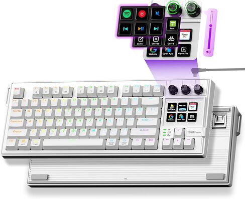 K1 Pro Macro Keyboard, Wired Only Full-Key Programmable On-Board Keypad, Custom Gaming Streaming Mechanical Keyboards with Screen & Knob, Gasket, RGB Backlit, Hot Swappable Shortcut Pad in Saudi Arabia
