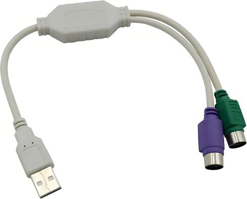 كابل محول USB إلى PS2، محول 2 في 1 USB A إلى PS/2 لفأرة لوحة المفاتيح، التوصيل والتشغيل متوافق مع أجهزة الكمبيوتر الصناعية، اللوحة الأم القديمة، مفتاح KVM، لا يتطلب برنامج تشغيل in Saudi Arabia