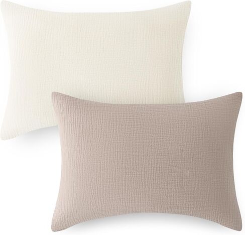 أغطية وسائد للأطفال الصغار من EXQ Home Muslin مقاس 13x18، كيس وسادة صغير يناسب مقاس وسادة الأطفال مقاس 12x16، 13x18، 100% قطن غطاء وسادة سفر 2 عبوة للطفل مع إغلاق مظروف (ورقة خضراء) in Saudi Arabia