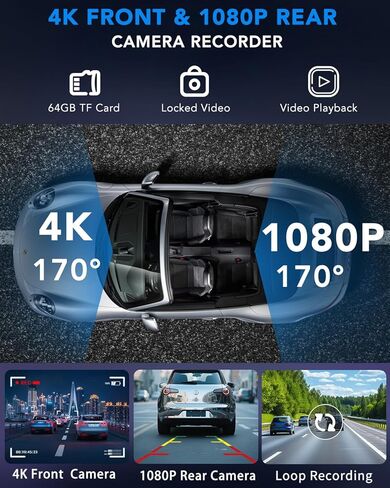 10.26" Apple Carplay Screen for Car, Wireless Car Play & Android Auto HD Touch Screen, 4K Dash Cam, 1080P Backup Camera, Bluetooth/FM/Mirror Link/Music Play/GPS Navigation, for All Vehicles in Saudi Arabia